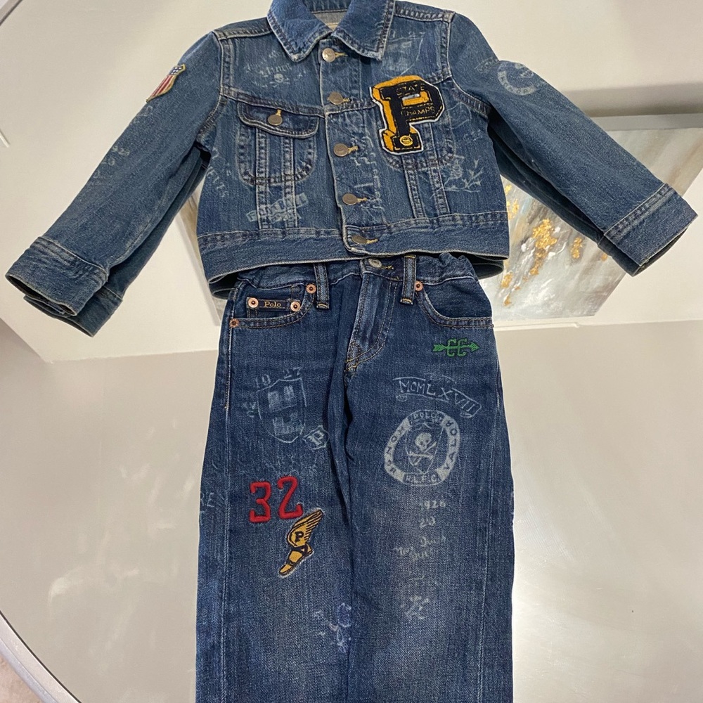 Polo by Ralph Lauren varsity jean jacket & jean pants set/ boys size 3yr